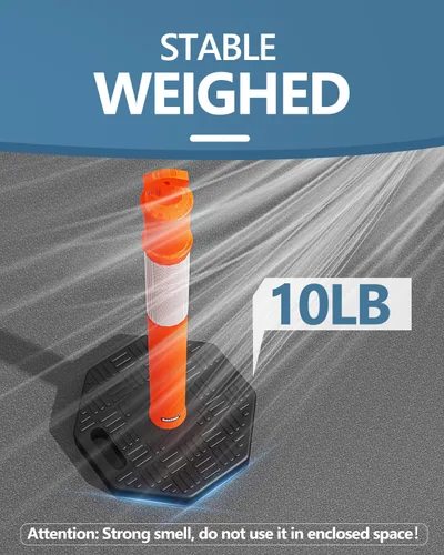 Vista 3 de BATTIFE Poste delineador de 45 pulgadas con base, conos de delineador de tráfico naranja con collar reflectante para práctica de conducción