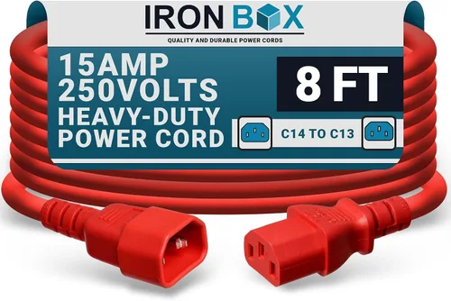 Vista 23 de IronBox Electric - Cable de Alimentación C14 a C13 de Servicio Pesado, 15A, 250V, Cable de Extensión para Computadora 14/3 AWG - Cables