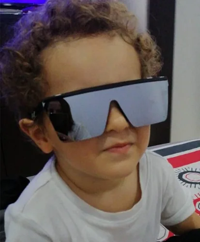 Vista 6 de FEISEDY B4061 - Lentes de sol planos para niños con montura cuadrada sin montura (edad 2-7)