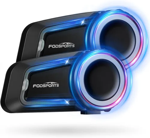 Vista 11 de Fodsports FX4 Pro - Casco de motocicleta, intercomunicador Bluetooth con control de voz AI, sistema de comunicación de auriculares de 4 vías, música