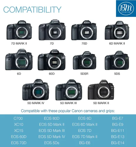 Vista 7 de BM - Paquete de 2 baterías LP-E6N y cargador para Canon EOS R, EOS R5, EOS 90D, EOS 60D, EOS 70D, EOS 80D, EOS 5D II, EOS 5D III, EOS 5D IV, EOS
