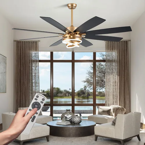 Vista 16 de Ventiladores de techo retráctiles de 42 pulgadas con luces ventilador de araña dorado moderno Gold Fandeier Ceiling Fans with Lights Quite DC