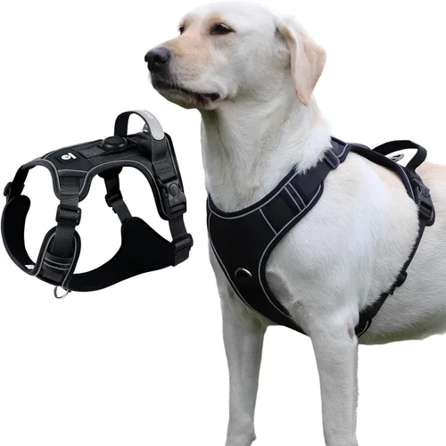 Vista 16 de Arnés para perro, chaleco ajustable mejorado a prueba de escapes, para caminar al aire libre, chaqueta suave y transpirable con tiras reflectantes
