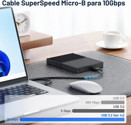 Vista 3 de Cable Matters Cable USB C a Micro USB 3.0 de 10 Gbps, Micro B a USBC, 1 pie