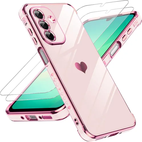 Vista 116 de LeYi Funda para Motorola-G 2025: Love Heart Plating Luxury, Negro