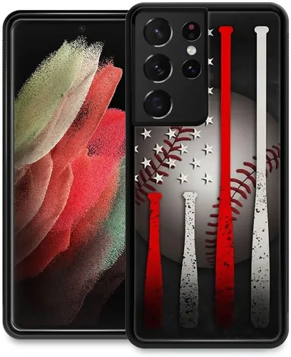 Vista 7 de Funda compatible con Samsung Galaxy S21 Ultra, funda protectora de madera con bandera estadounidense antideslizante y a prueba de golpes