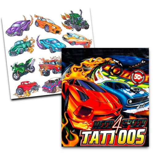 Vista 3 de Monster Jam Juego de calcomanías y tatuajes de suministros para fiestas, 200 calcomanías surtidas para camiones y tatuajes de autos de carreras