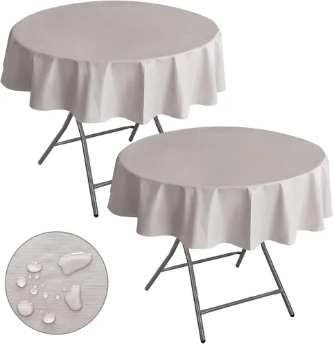 Vista 40 de Nasitos Paquete de 2 Manteles de Vinilo Cuadrado 54x54 Pulgadas - Beige, Manteles de Mesa de Cartón Impermeables y Resistente al Aceite, Manteles