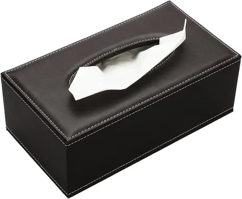 Vista 17 de KINGFOM Funda de caja de pañuelos de cuero sintético PU, soporte rectangular para caja de pañuelos con fondo magnético, dispensador de servilletas