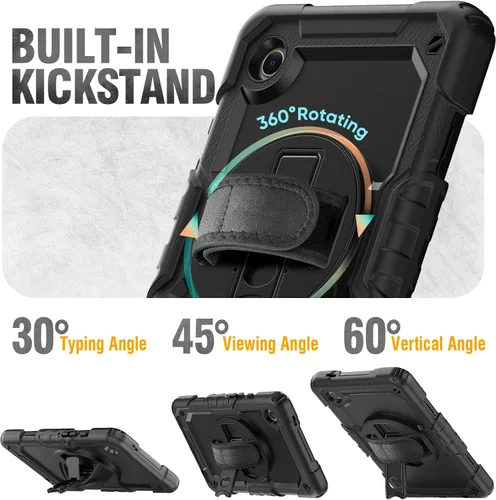 Vista 5 de HXCASEAC Funda para Samsung Galaxy Tab A9 de 8,7 pulgadas, protectora con protector de pantalla/correa de mano/soporte para bolígrafo, resistente a
