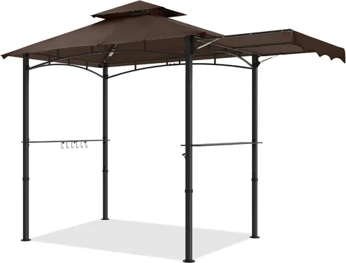 Vista 11 de MASTERCANOPY Gazebo de parrilla de 8 x 5 para exteriores, toldo con 2 luces LED (costuras marrones caqui)