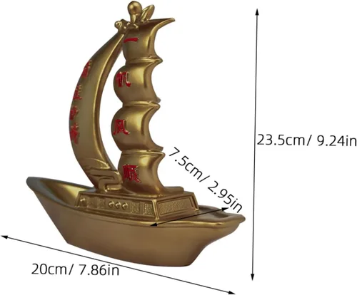 Vista 2 de DECHOUS Decoración temática náutica, adorno de velero de resina, modelo de yate para oficina en casa, adorno de vela delicado
