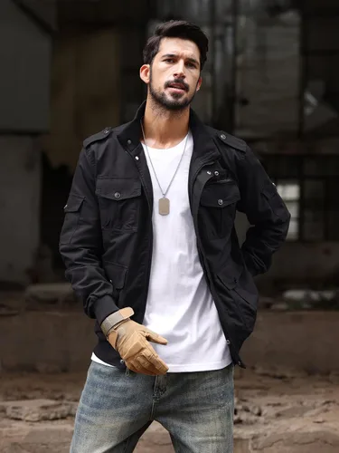 Vista 3 de TACVASEN - Chaquetas de algodón para hombre, estilo militar, con múltiples bolsillos