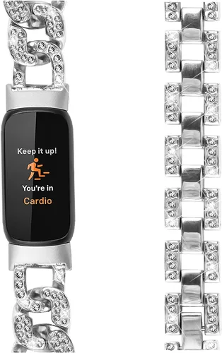 Vista 4 de TenCloud Pulsera compatible con Fitbit Luxe Watch Band Rhinestone Diamond Metal Elegante Correa ajustable compatible con Fitbit Luxe Band para mujer