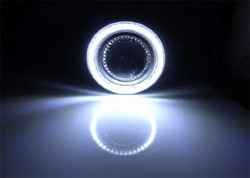 Vista 9 de iJDMTOY - Ajuste universal, 3 pulgadas, lámparas de luz antiniebla con ledes 40-SMD, halógenas, anillos Angel Eyes, para cualquier auto., Blanco