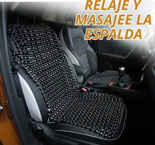 Vista 6 de ZONETECH Funda para Asiento con Cuentas de Madera y Diseño Encordado en Negro - Cojín Masajeador para Conductor de Vehículo de Calidad Superior
