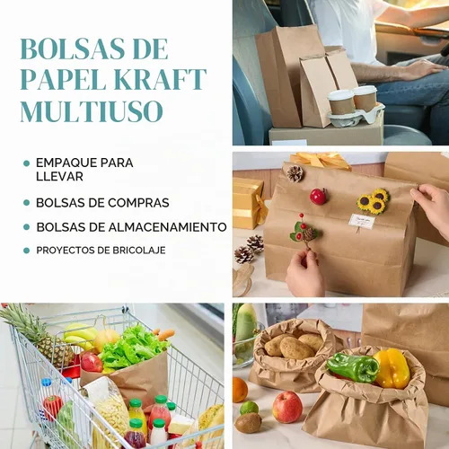 Vista 4 de MUCHII Bolsas de Papel Kraft de 57 LB 50 Unidades, Bolsas Grandes de Papel Marrón de Supermercado para Almacenamiento, Compras