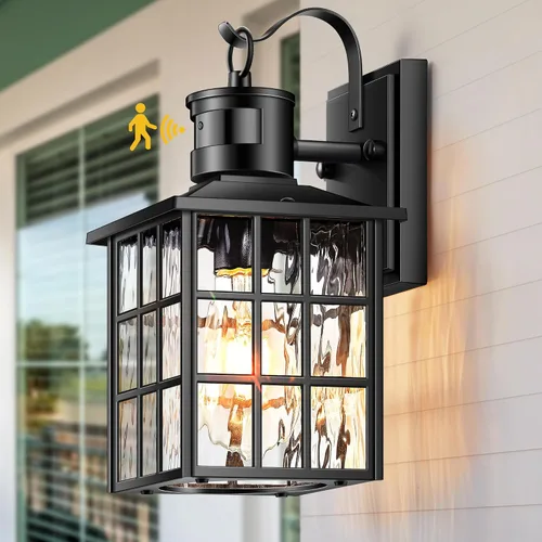 Vista 14 de VIANIS Luces de pared al aire libre con sensor de movimiento, luces de pared blancas del atardecer al amanecer, accesorio de luz exterior, linterna
