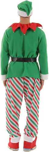 Vista 3 de ReneeCho Disfraz de Navidad de elfo de Papá Noel para hombre
