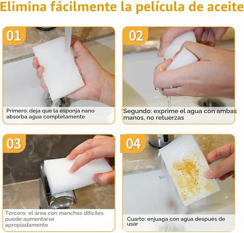 Vista 7 de Trendbox Paquete de 50 esponjas de melamina mágicas de limpieza en espuma de melamina a granel para platos, esponjas borradoras para limpieza