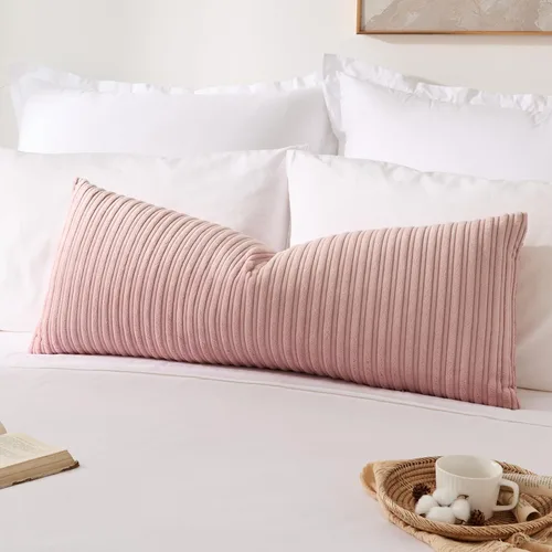 Vista 81 de Kevin Textile - Fundas de almohada de pana a rayas de 16 x 16 pulgadas, paquete de 2, color rosa bebé