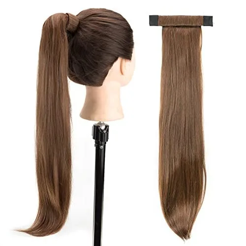 Vista 3 de IMISSU Novelly Design - Extensión de pelo largo ondulado con cola de caballo con diadema flexible (marrón claro)