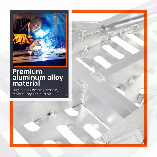 Vista 3 de Rampas de aluminio de 7.5 pies, rampas plegables de carga arqueada de 1500 libras con patas, rampas mejoradas para cuatrimotos, motocicletas, motos