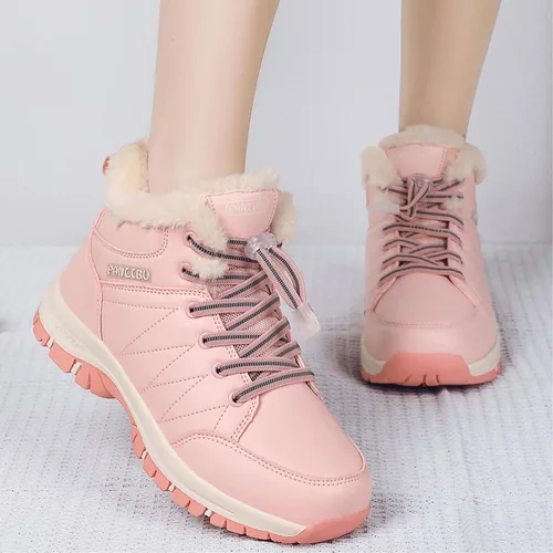 Vista 6 de Botas de nieve de invierno para mujer, botas de invierno para exteriores, cálidas, impermeables, botines para caminar y antideslizantes
