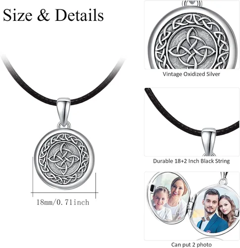 Vista 5 de TUGHRA Locket Necklaces for Women Men Locket Necklace Can Holds Pictures Sterling Silver Pendant Jewelry Gifts for Mothers Day Teens Girls Birthday