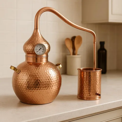 Vista 5 de 5 litros Alambique de cobre puro para whisky, aguardiente, aceites esenciales de Copperholic