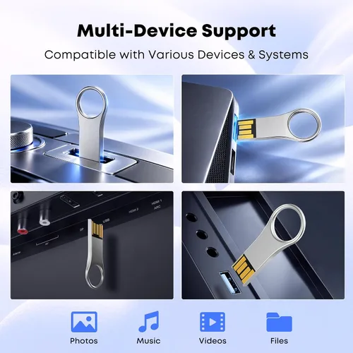 Vista 7 de 64GB Key Shape USB Flash Drive, Silver Metal USB 2.0 Memory Stick, Portable Keychain Thumb Drive Pen Drive for PC Laptop