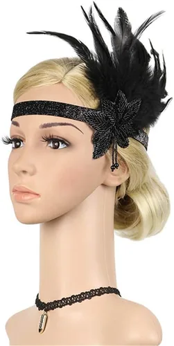 Vista 3 de Diadema Art Deco de los años 20 con plumas estilo flapper Roaring 20s Great Gatsby para mujer