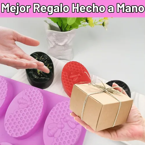Vista 7 de Moldes de Jabón, Moldes de Jabón para Hacer Jabón, Perfectos para Hacer Jabón de Abeja, Moldes de Silicona de Miel para Jabón Artesanal, Barras de 3