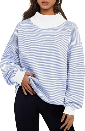 Vista 18 de Trendy Queen Sudaderas de cuello alto para mujer, de gran tamaño, trajes de Verde Armada (ArmyGreen)