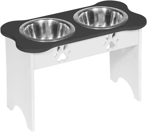 Vista 265 de Poly Lumber - Comedero doble de hueso mediano de 2 cuartos de galón, color negro