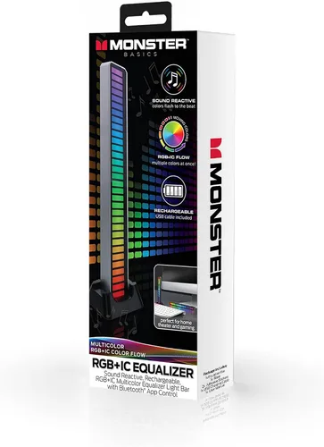 Vista 8 de XTREME Monster Sound-Reactive - Barra de luz LED multicolor para ecualizador, montaje horizontal/vertical, recargable, cable de carga USB incluido