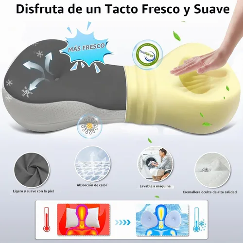 Vista 6 de Almohada Cervical de Rodillo para el Cuello, Di Adiós al Dolor de Cuello, Almohada de Soporte de Cuello para Viaje para Dormir de Lado, Almohada