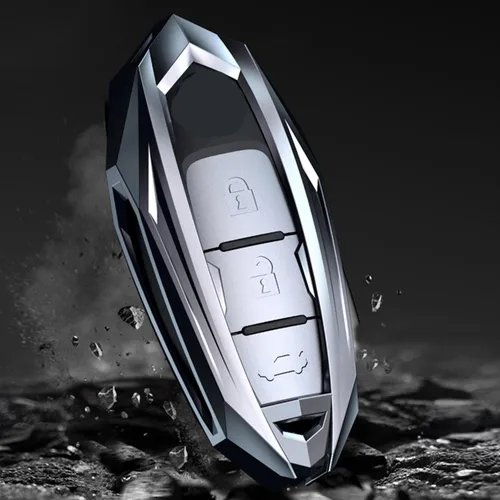 Vista 3 de LAVIYE Carcasa protectora de aleación de zinc para coche, llaves de control remoto, para Nissan TEANA Sunny Sima X-Trail Qashqai Murano Patrol Q50