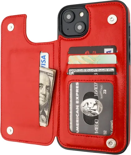 Vista 10 de ONETOP - Funda tipo cartera compatible con iPhone 14 Plus con soporte para tarjetas, funda de piel sintética con soporte y ranuras para tarjetas