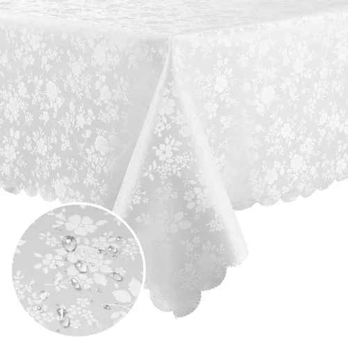 Vista 88 de Smiry Mantel cuadrado, mantel de vinilo resistente al agua, lavable, para cocina y comedor (azul bebé, 54 x 54 pulgadas)