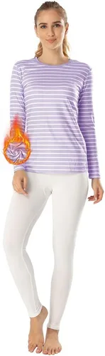Vista 13 de MANCYFIT - Conjunto de ropa interior térmica para mujer, con forro polar, ultra suave Beige