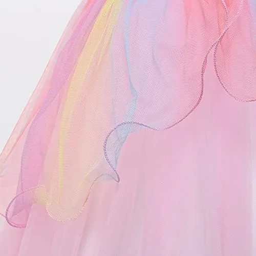 Vista 6 de Unicorn Dress for Girls Unicorn Costume Pageant Birthday Princess Party Headband with Accessories