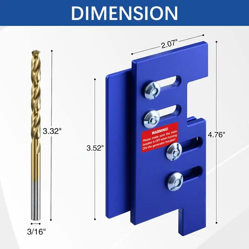 Vista 6 de Interbloqueo de generador para Eaton/Cutler Hammer con tiro vertical, paneles de 150 o 200 A mp con espaciado de 2 1/4 pulgadas, azul