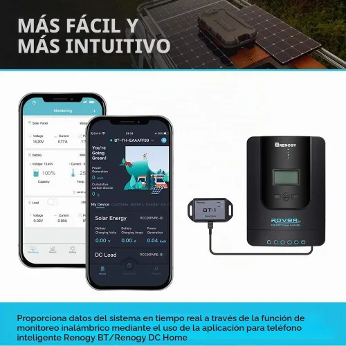Vista 6 de Puerto de comunicación RS232 compatible con módulo Bluetooth Renogy RJ12, controladores de carga Rover/Wanderer/Adventurer, BT-1, color negro