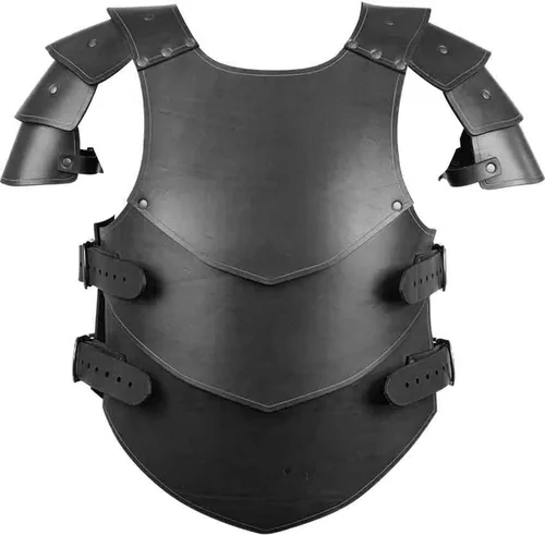 Vista 3 de Armadura medieval de lujo guerrero vikingo armadura ajustable de cuero PU armadura conjunto para LARP fiesta de Halloween