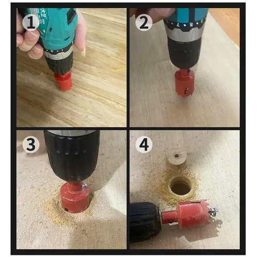Vista 4 de Taladro de sierra de agujero de 1"/25 mm HSS bimetálica para madera, plástico y aluminio, herramienta de taladro eléctrico para perforar tablas