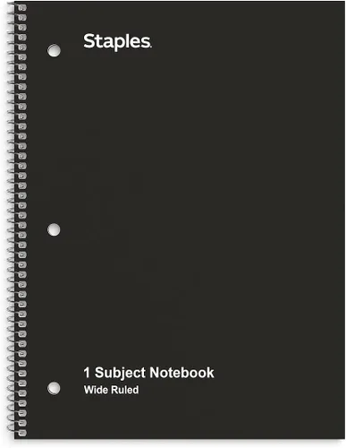 Vista 8 de Staples 1 Subject cuaderno con renglones anchos, 8 pulgadas x 10-1/2 pulgadas, rojo