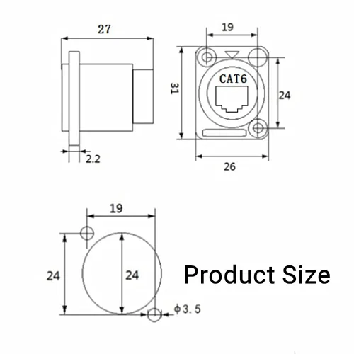 Vista 7 de PENGLIN Acoplador del soporte del panel 2PCS RJ45, conector hembra