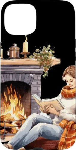 Vista 9 de iPhone 16 Book Reading In Fireplace Reader Bookworm Girls Women Case