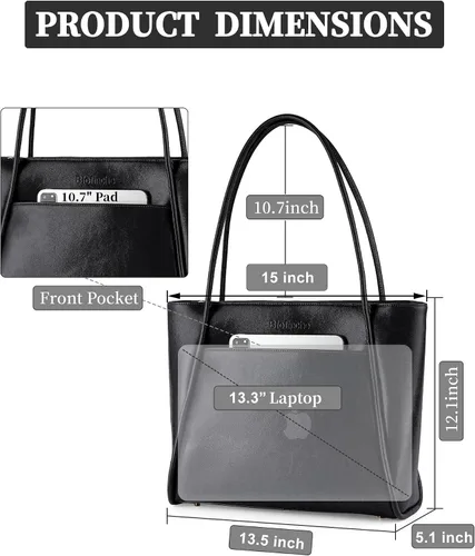 Vista 7 de Blofinche Carteras de Cuero Genuino para Mujeres Bolso Tote Grande de Hombro Bolso Vintage Real Grace para Trabajo Damas Laptop Viaje